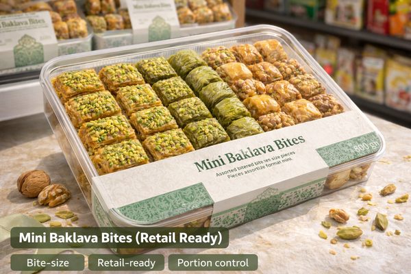 ミニ・バクラヴァバイト(小売対応) 小売対応ミニ・バクラヴァバイト — 輸出向けの食べやすい一口サイズでポーション管理に最適